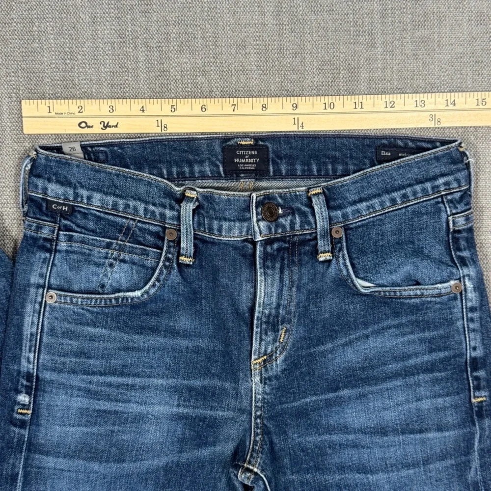 Citizens of Humanity Elsa Mid Rise Slim Fit Crop Jeans Women Size 26 Medium Wash